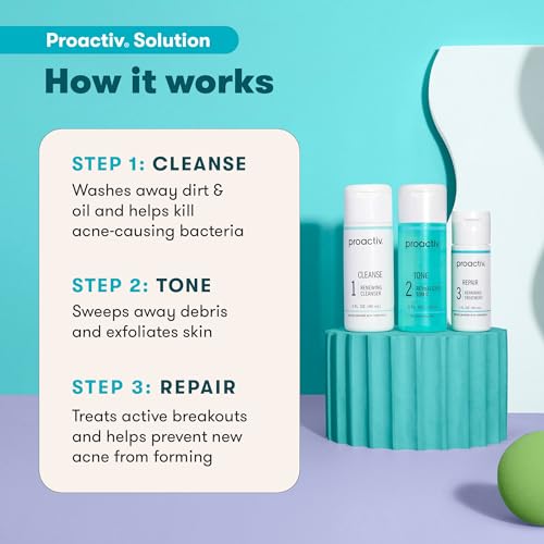 Proactiv 3 Step Acne Treatment - Benzoyl Peroxide Face Wash, Repairing Acne Spot Proactiv