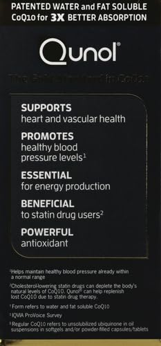 Qunol CoQ10 100mg Softgels, Ultra CoQ10 100mg, 3x Better Absorption, Antioxidant Qunol