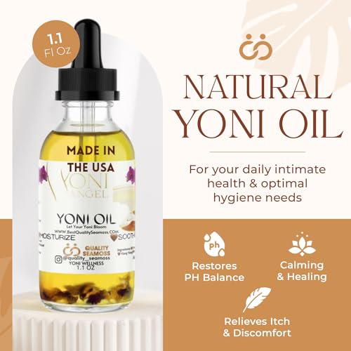 Natural Yoni Oil, Mint Fresh Feminine Care Oil, Reduces Odor, Restores pH Balance, All Natural, Herbal Yoni Quality Seamoss and Yoni Oil