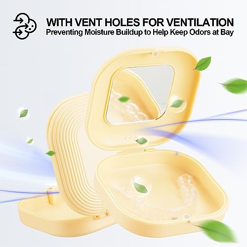 Retainer Case with Mirror and Vent Holes, Cute Retainer Holder Case Compatible with Invisalign Heigoeost