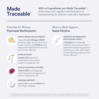 Ritual Postnatal Mom-to-Baby Set, Postpartum Multivitamin and Natal Choline Supplements