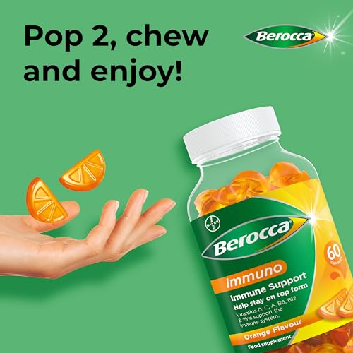 Berocca Immuno Gummy Vitamins, Orange Flavour, Bursting with Immune System Berocca