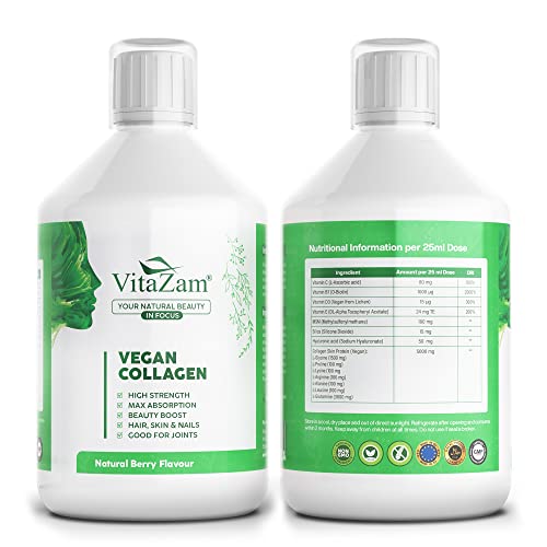 VitaZam Vegan Collagen Liquid 5000mg Hydrolyzed Collagen Peptides for Women 