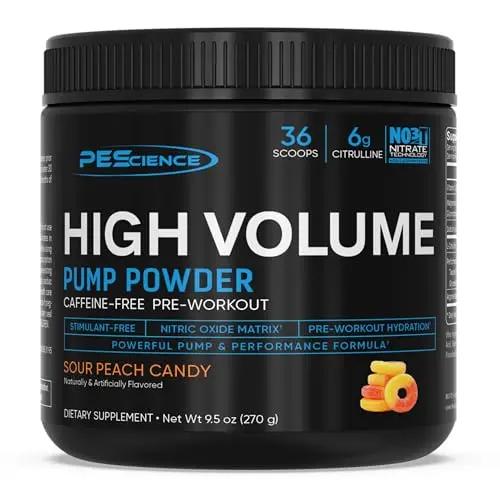 PEScience High Volume Nitric Oxide Booster Pump Pre Workout Powder, Sour Peach Candy