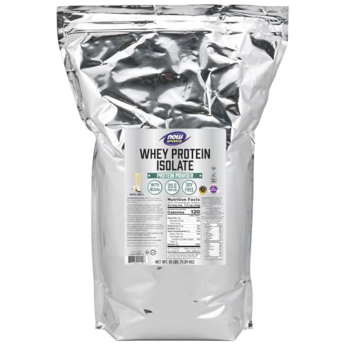 NOW Sports Nutrition, Whey Protein Isolate, 25 g With BCAAs, Creamy Vanilla Powder NOW