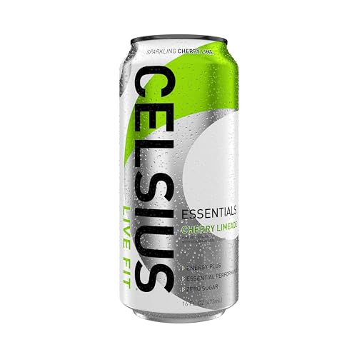 CELSIUS ESSENTIALS, Sparkling Cherry Limeade, Performance Energy Drink 16 Fl Oz CELSIUS
