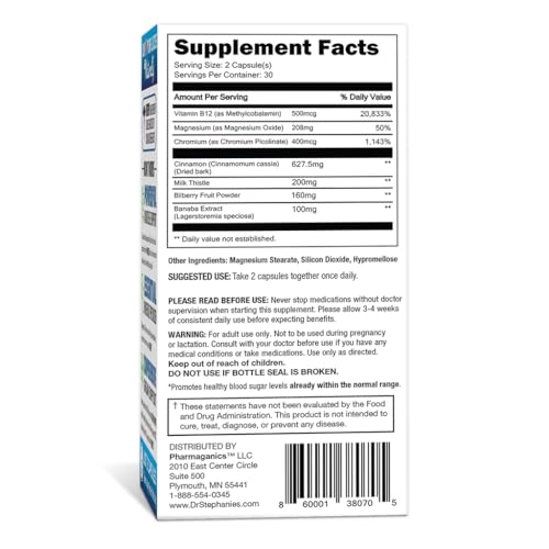 Blood Sugar 24 Hour - 7 in 1 Formula with Cinnamon, Banaba, Chromium, Milk Thistle