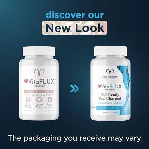 Promescent VitaFLUX Women's Nitric Oxide Booster Supplement, Boost Energy & Performance - Therapeutic Dose of Essential Amino Acids L Arginine, L Citrulline, L Carnitine, Zinc (180 Capsules)