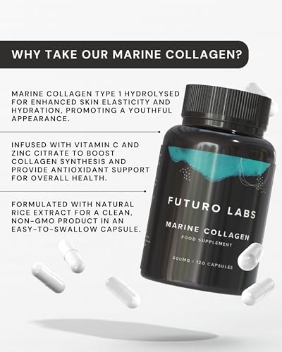 Marine Collagen Capsules 1200mg with VIT C (12mg) and Zinc (1.5mg) - Made in The UK Futuro Labs