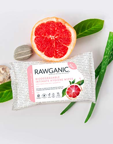 RAWGANIC Gentle Organic Intimate Hygiene Feminine Wipes, Hypoallergenic, Alcohol Free Rawganic