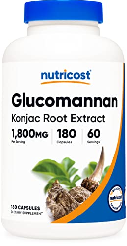 Nutricost Glucomannan 1,800mg Per Serving, 180 Capsules - Natural Fiber Source