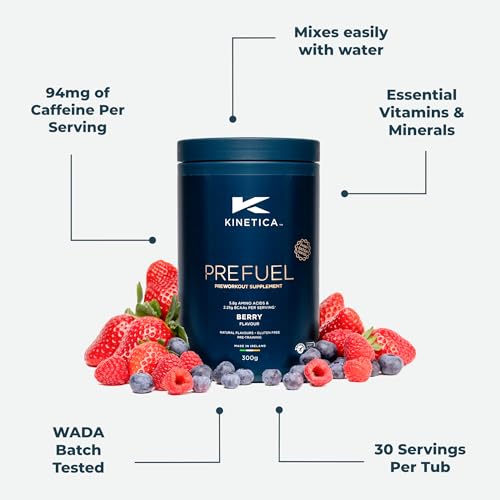 Kinetica PreFuel, Pre Workout, 5.9g Amino Acids & 2.3g BCAA's per Serving, 30 Servings Kinetica