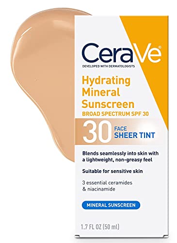 CeraVe Tinted Sunscreen with SPF 30 | Hydrating Mineral Sunscreen With Zinc 