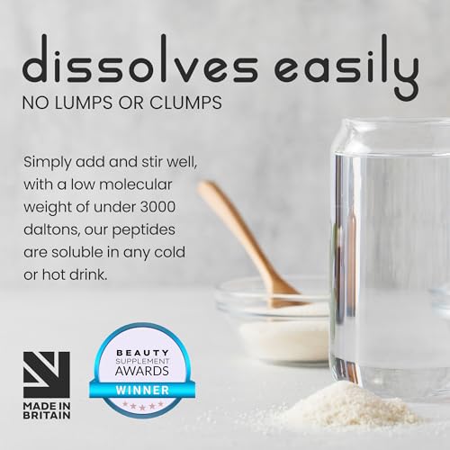 Bovine Collagen Peptides Powder 500g - 50 Servings - 100% Pure, Hydrolysed, Type 1 & 3-19 Amino Acids VitaBright