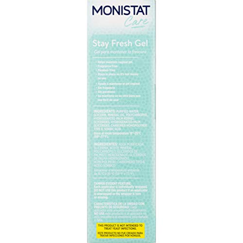 Monistat Stay Fresh Gel, Odor Eliminating Gel for Feminine Care, Fragrance Free Vaginal Gel, Prefilled Monistat