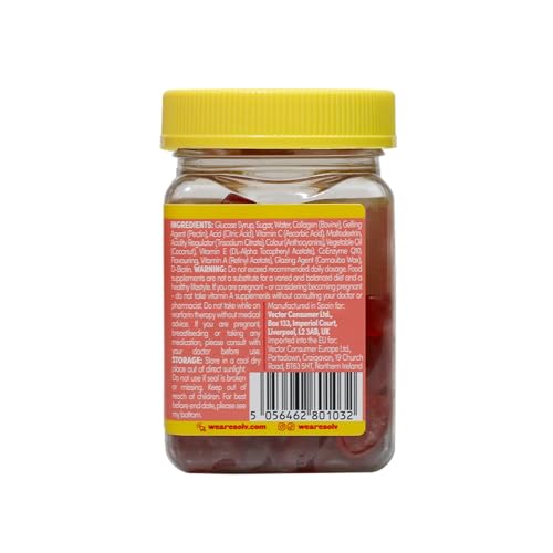 Collagen Peptides CoQ10 Vitamin Gummies. Vitamins A C Supplement, Biotin. Supports Collegen SOLV