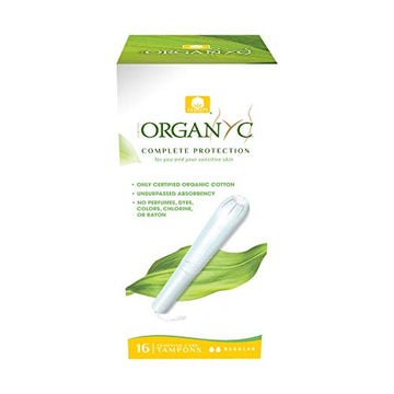 ORGANYC Hypoallergenic 100% Organic Cotton Internal Tampons with Applicator, REGULAR, 16-count