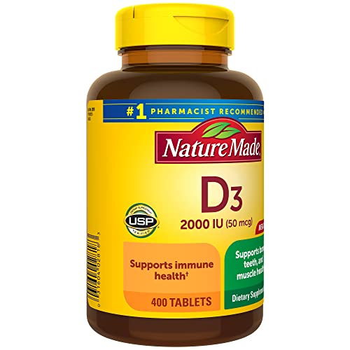 Nature Made Vitamin D3 2000 IU (50 mcg), Dietary Supplement for Bone, Teeth Nature Made