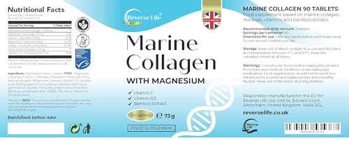 Reverse Life Powerful Marine Collagen Tablets 1800mg with Vitamin C & Vitamin D3 + Magnesium Reverse Life