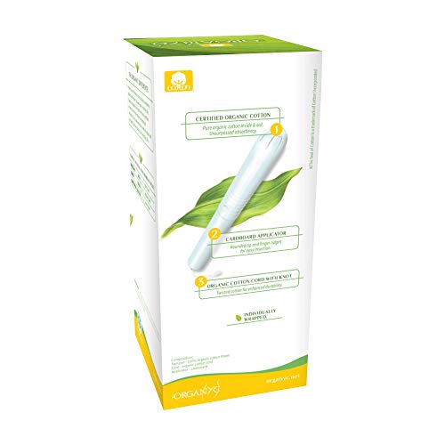 ORGANYC Hypoallergenic 100% Organic Cotton Internal Tampons with Applicator, REGULAR, 16-count Organyc