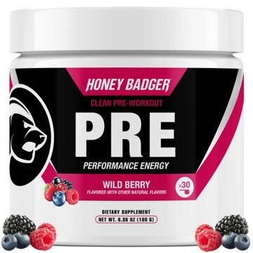 Honey Badger Pre Workout Powder, Keto Vegan Preworkout for Men & Women with Vitamin C
