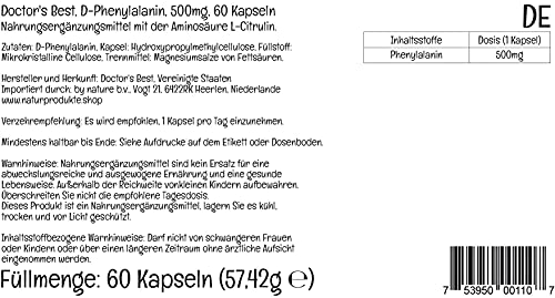 Doctor's Best D-Phenylalanine, Supports Mood, Nervous System, Non-GMO, Vegan, Gluten Doctor's BEST