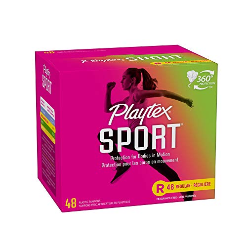 Playtex Sport Tampons, Regular Absorbency, Fragrance-Free - 48ct (Packaging May Vary) PLAYTEX