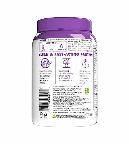 Bluebonnet Nutrition Whey Protein Isolate Powder, 14 Serving, Vanilla, 1 lb Bluebonnet