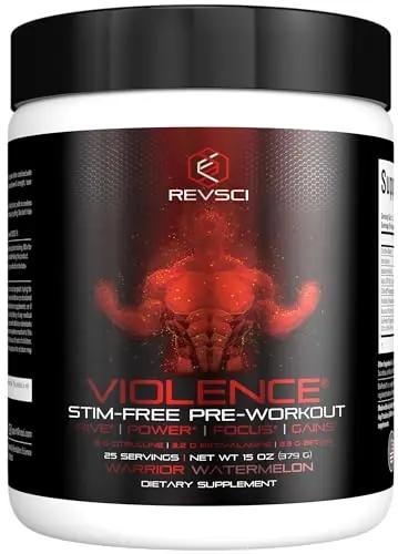 VIOLENCE Stim Free Pre Workout Powder by REVSCI, Precision Dosed Non Stim Preworkout