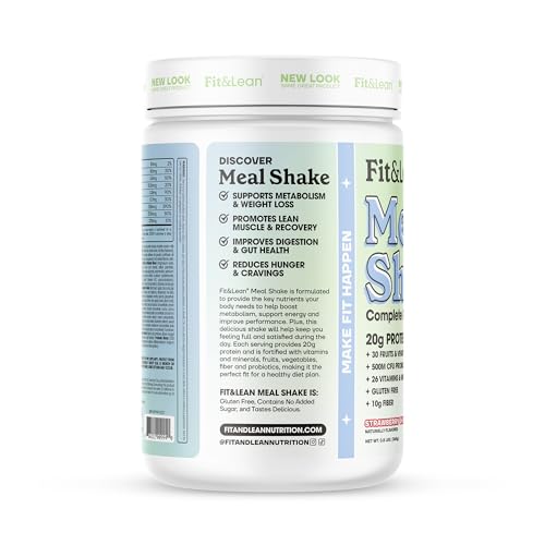 Fit & Lean Meal Shake, Fat Burning Meal Replacement, Protein, Fiber, Probiotics, Strawberry Fit & Lean