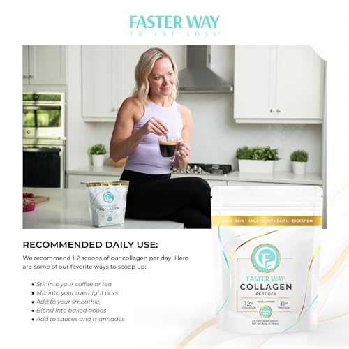 FASTer Way to Fat Loss, Unflavored, 360g Grass-Fed Beef Collagen Peptides for Skin FASTer Way to Fat Loss