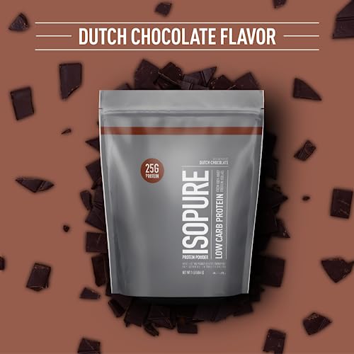 Isopure Dutch Chocolate Whey Isolate Protein Powder with Vitamin C & Zinc for Immune Isopure