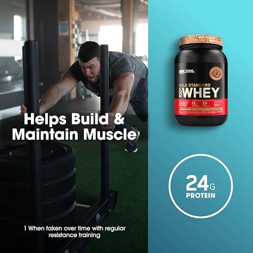 Optimum Nutrition Gold Standard 100% Whey Protein Powder, Cinnamon Roll, 2 Pound Optimum Nutrition