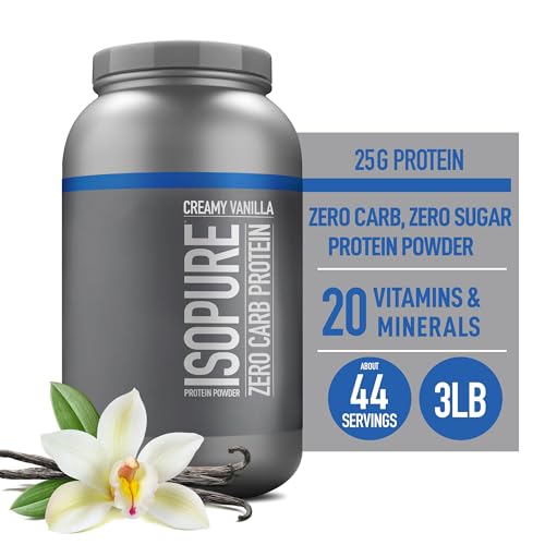 Isopure Protein Powder, Creamy Vanilla Whey Isolate with Vitamin C & Zinc for Immune Isopure