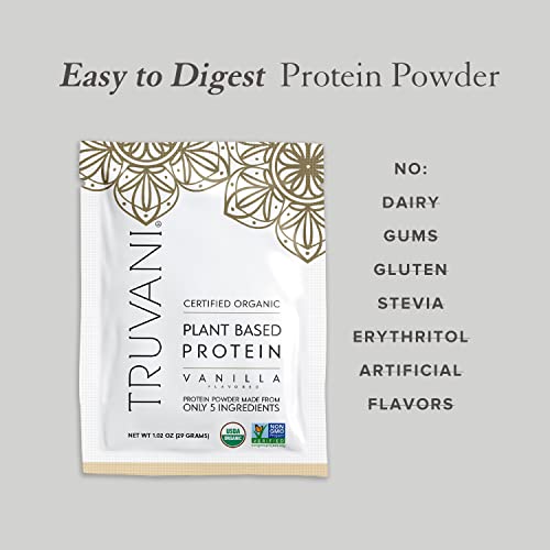 Truvani Organic Vegan Protein Powder Sample Pack - 20g of Plant Based Protein, Organic Truvani