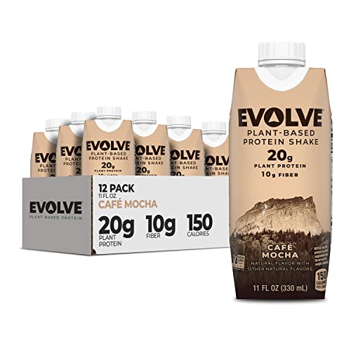 Evolve Plant Based Protein Shake, Café Mocha, 20g Vegan Protein, Dairy Free, No Artificial 