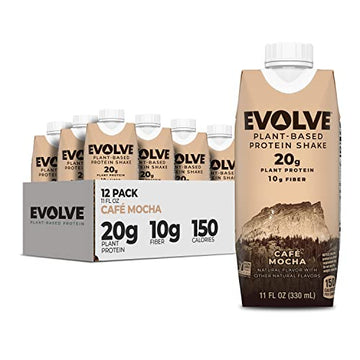 Evolve Plant Based Protein Shake, Café Mocha, 20g Vegan Protein, Dairy Free, No Artificial 