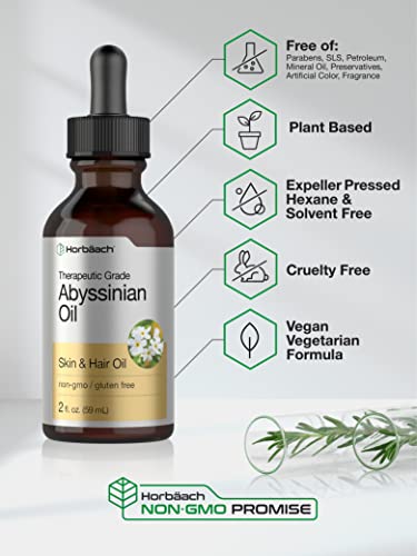 Abyssinian Oil 4 fl oz | Hair and Skin Oil | 2 Pack of 2oz | Paraben, SLS and Fragrance Free Horbäach