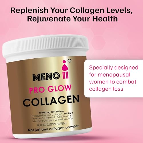 Meno II PRO Glow Marine Collagen Powder 10,000mg - High-Potency Supplements for Women Skin Hydration Meno II
