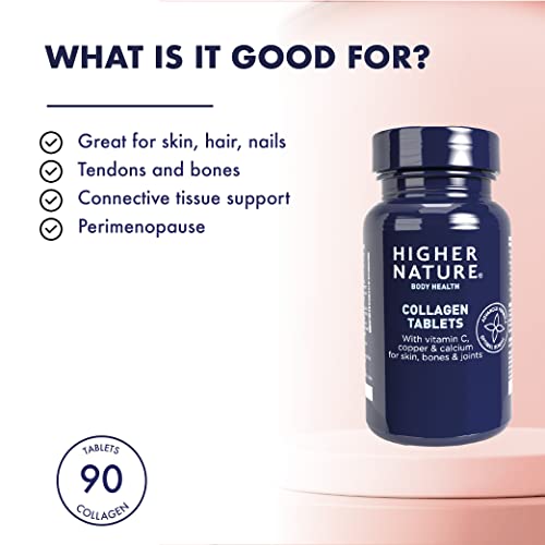 Higher Nature - Collagen Tablets - Hydrolysed Marine Collagen - Vitamin C - Calcium for Bone Support HIGHER NATURE
