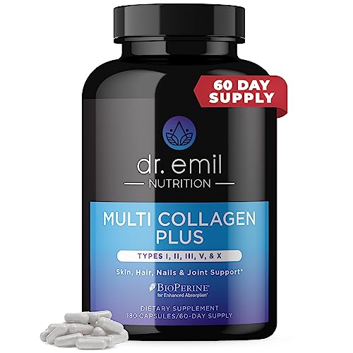 DR EMIL NUTRITION Multi Collagen Pills - 180 Capsules - Collagen Supplements to Support