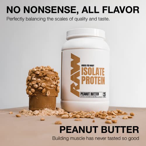 RAW Whey Isolate Protein Powder, Peanut Butter - 100% Grass-Fed Sports Nutrition Protein RAW