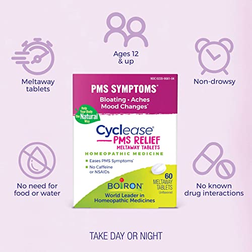 Boiron Cyclease PMS Relief Tablets for Symptoms from PMS of Bloating, Aches, Mood Swings, and Irritability Boiron