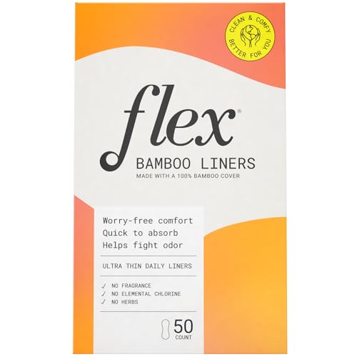 Flex Bamboo Panty Liners (50 Count) | Ultra Thin Daily Pantyliners | Fragrance-Free Feminine Care