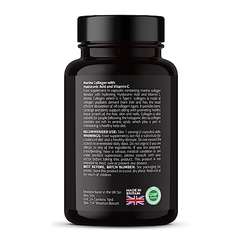Marine Collagen Supplement 1200mg with Hyaluronic Acid & Vitamin C Hydrolysed Peptides Powder MAX VITA MAXIMUM VITALITY