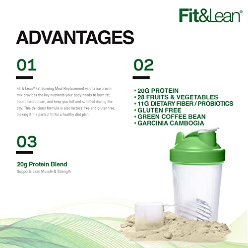 Fit & Lean Meal Shake, Fat Burning Meal Replacement, Protein, Fiber, Probiotics, Vanilla Fit & Lean