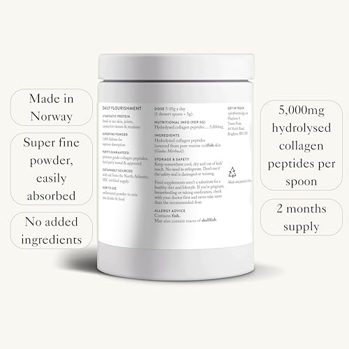 Bare Biology Collagen Powder, 300g/60 Servings - Skinful Pure Marine Collagen Supplement for Skin Bare Biology