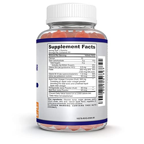 O!VITA Apple Cider Vinegar Gummies with The Mother, Gluten Free, Vegan, Made with Pomagranate O!VITA