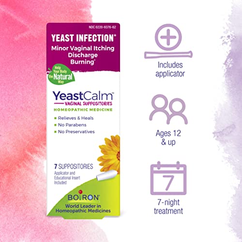Boiron YeastCalm Homeopathic Suppositories for Yeast Infections, Burning, Discharge Boiron