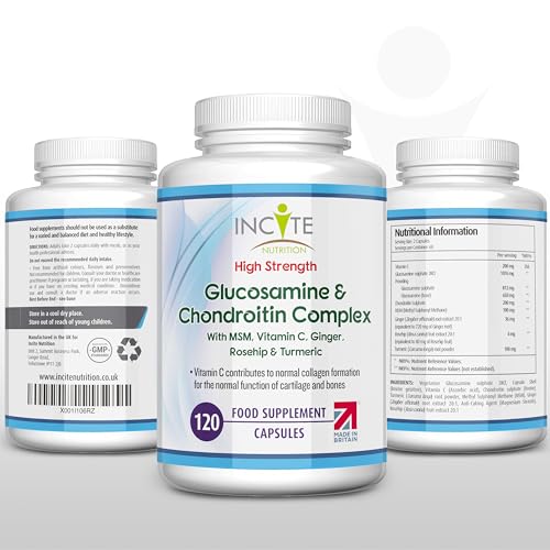 Glucosamine and Chondroitin High Strength Complex with MSM, Vitamin C, Ginge Incite Nutrition